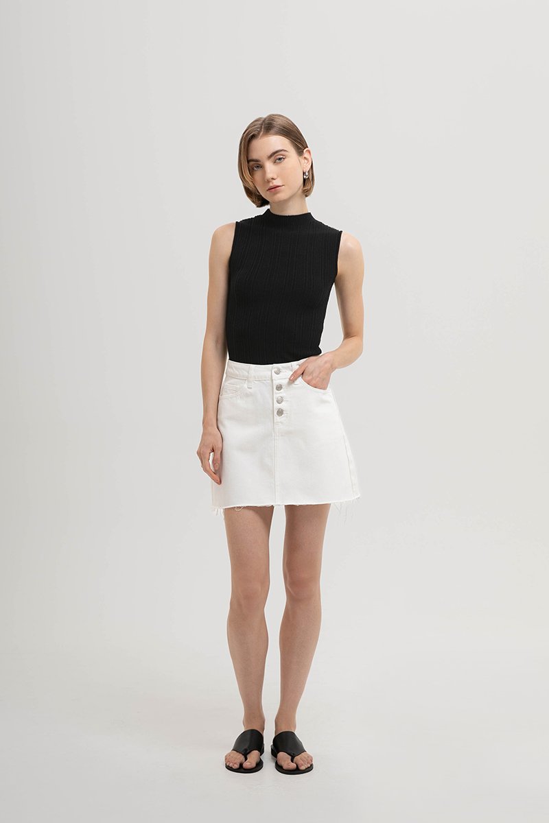 DAPHNE RAW HEM MINI DENIM SKIRT