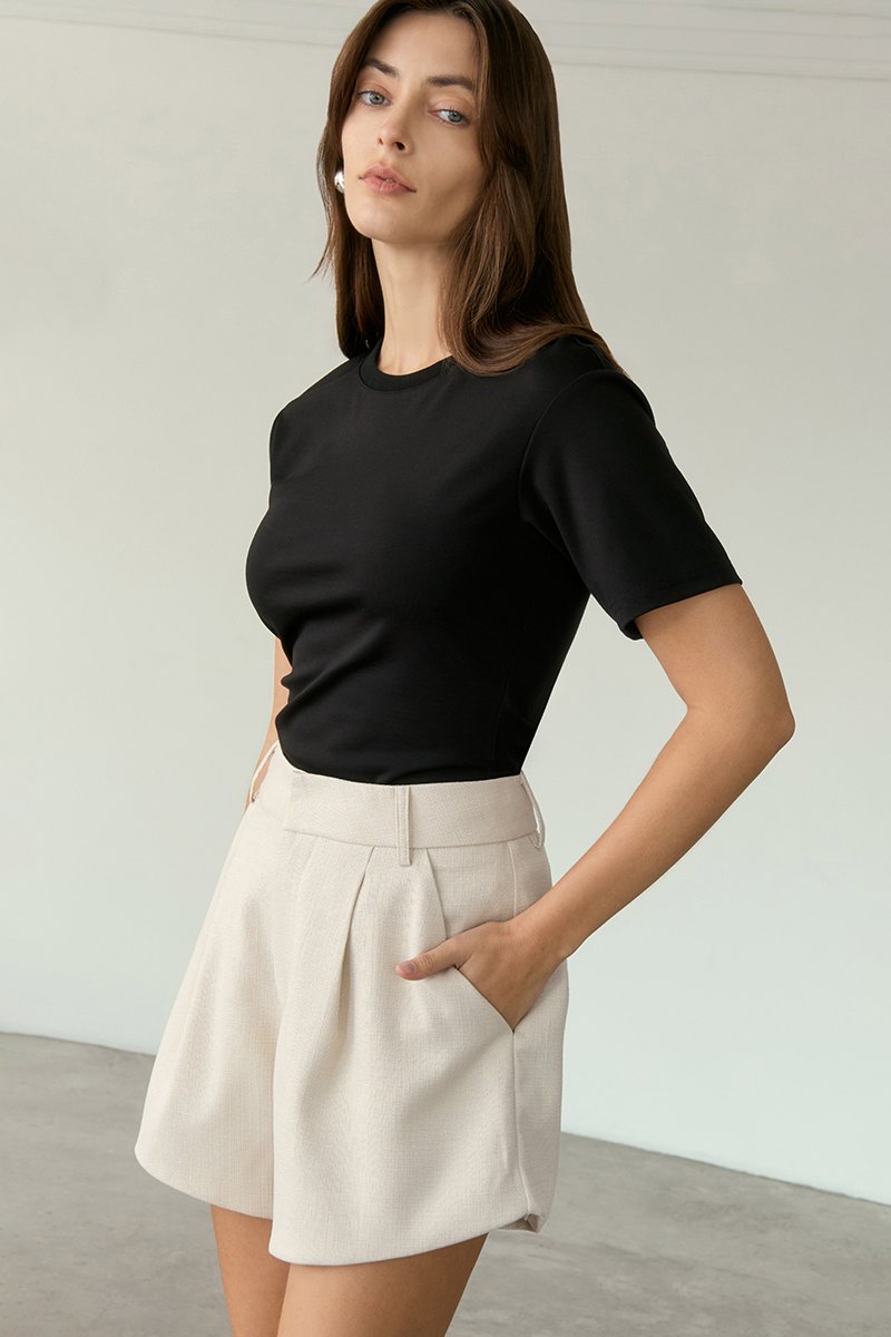 CELINA TWEED PLEATED SHORTS