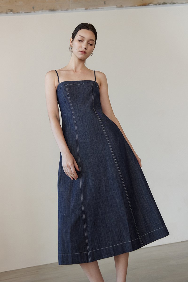 COURTNEY PANELLED DENIM DRESS