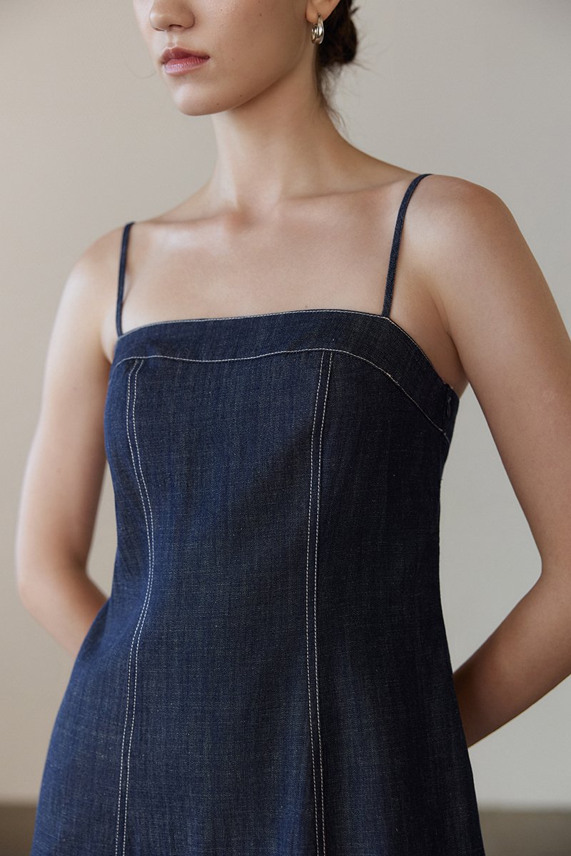 COURTNEY PANELLED DENIM DRESS