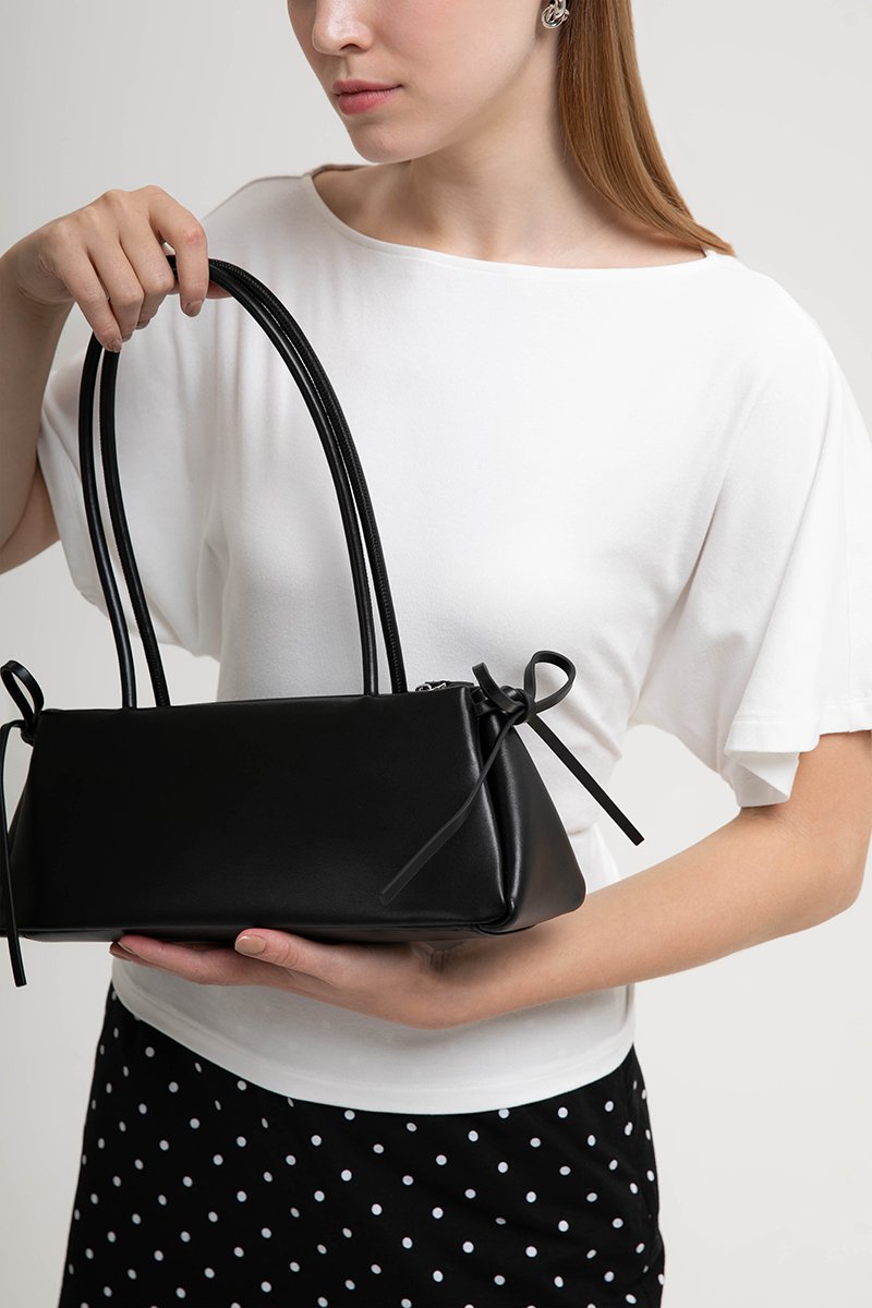 MARLA RIBBON TRAPEZE SHOULDER BAG