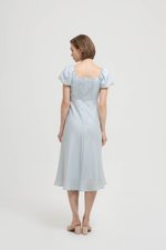 JOLINA PUFF SLEEVES BIAS LINEN DRESS