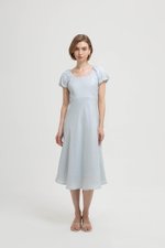 JOLINA PUFF SLEEVES BIAS LINEN DRESS