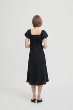 JOLINA PUFF SLEEVES BIAS LINEN DRESS