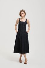 CHRISTA PANELLED DENIM MIDI DRESS