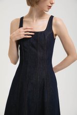 CHRISTA PANELLED DENIM MIDI DRESS