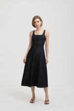 CHRISTA PANELLED DENIM MIDI DRESS