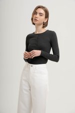 STACIA BUTTONDOWN LONGLINE RIBBED KNIT TOP
