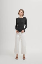 STACIA BUTTONDOWN LONGLINE RIBBED KNIT TOP