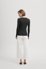 STACIA BUTTONDOWN LONGLINE RIBBED KNIT TOP
