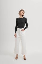 STACIA BUTTONDOWN LONGLINE RIBBED KNIT TOP