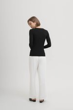 STACIA BUTTONDOWN LONGLINE RIBBED KNIT TOP