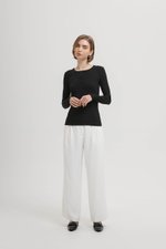 STACIA BUTTONDOWN LONGLINE RIBBED KNIT TOP