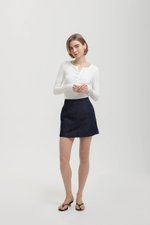 STACIA BUTTONDOWN LONGLINE RIBBED KNIT TOP