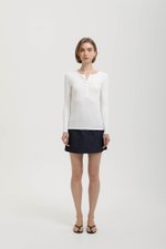 STACIA BUTTONDOWN LONGLINE RIBBED KNIT TOP