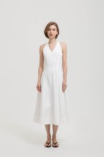 TAMARA HALTER PANELLED DENIM DRESS