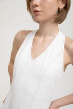TAMARA HALTER PANELLED DENIM DRESS