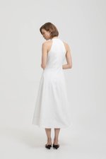 TAMARA HALTER PANELLED DENIM DRESS