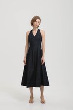 TAMARA HALTER PANELLED DENIM DRESS