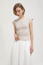 EDDIE CAP SLEEVE RUCHED TEE