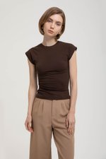 EDDIE CAP SLEEVE RUCHED TEE