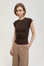EDDIE CAP SLEEVE RUCHED TEE
