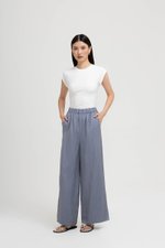 HARPER ELASTIC WAISTBAND WIDE LEG LINEN PANTS (SALE)