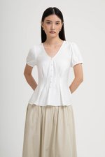 MIKAELA PIN TUCK BUTTONDOWN TOP