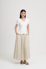 MIKAELA PIN TUCK BUTTONDOWN TOP