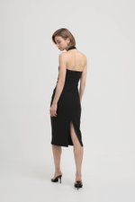 ADELINE HALTER RUCHED MIDI DRESS
