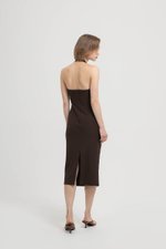 ADELINE HALTER RUCHED MIDI DRESS