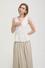 VIENNA BUTTONDOWN PLEATED LINEN TOP