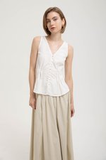 VIENNA BUTTONDOWN PLEATED LINEN TOP