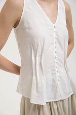 VIENNA BUTTONDOWN PLEATED LINEN TOP