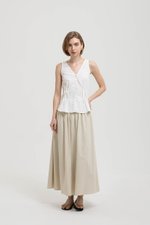 VIENNA BUTTONDOWN PLEATED LINEN TOP