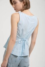 VIENNA BUTTONDOWN PLEATED LINEN TOP