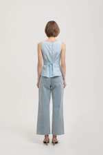 VIENNA BUTTONDOWN PLEATED LINEN TOP