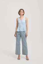 VIENNA BUTTONDOWN PLEATED LINEN TOP