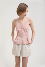 VIENNA BUTTONDOWN PLEATED LINEN TOP