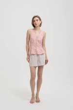 VIENNA BUTTONDOWN PLEATED LINEN TOP