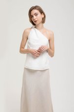 ANNETTE ONE SHOULDER TWIST LINEN TOP
