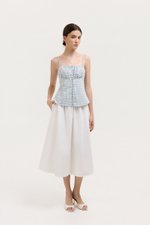 YULIA GINGHAM RUCHED PADDED CAMI TOP