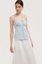 YULIA GINGHAM RUCHED PADDED CAMI TOP