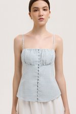 YULIA GINGHAM RUCHED PADDED CAMI TOP
