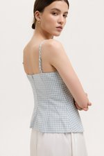 YULIA GINGHAM RUCHED PADDED CAMI TOP