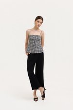 YULIA GINGHAM RUCHED PADDED CAMI TOP