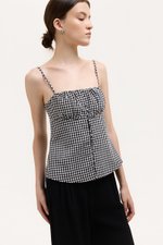 YULIA GINGHAM RUCHED PADDED CAMI TOP
