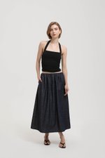 VARLEY LOW WAIST ELASTICATED CHAMBRAY DENIM SKIRT