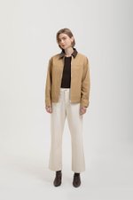 FRANKIE UTILITY BARN JACKET W REMOVABLE LEATHER COLLAR