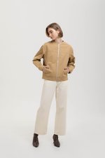 FRANKIE UTILITY BARN JACKET W REMOVABLE LEATHER COLLAR